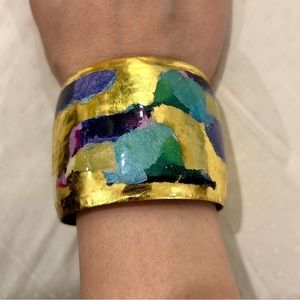 Evocateur 22K Gold Leaf Cuff Bracelet-Berlin